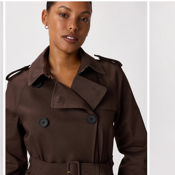 Quince Women Comfort Stretch Long Trench Coat Brown Outerwear M NWT - Picture 6 of 10